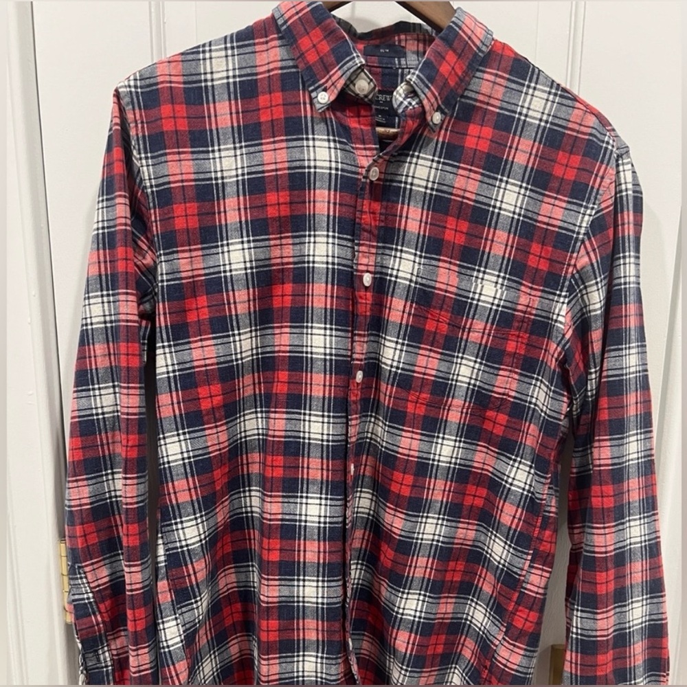 J. Crew Men's Plaid Button Up Shirt 100% Cotton Slim Fit Size M